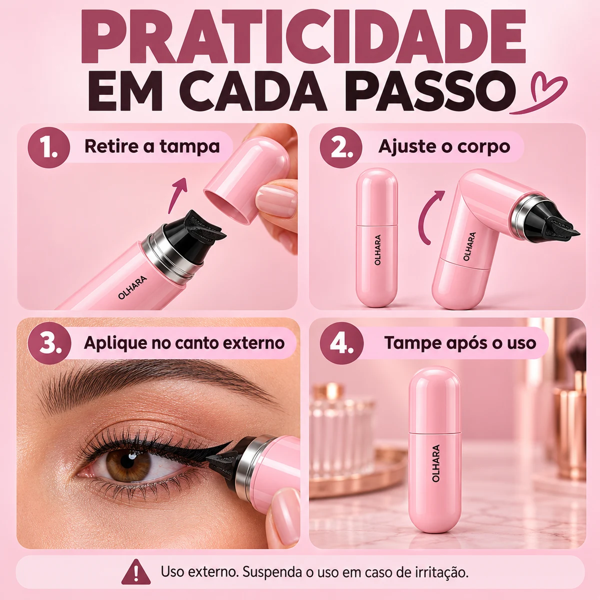 Como usar, transportar ou conservar Delineador Carimbo Articulado